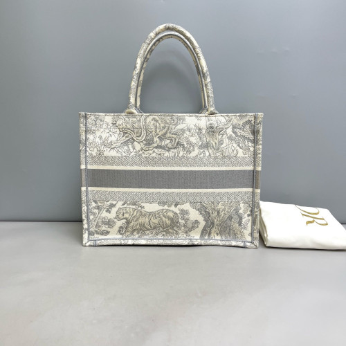 Dior Medium Book Tote Canvas Light Grey