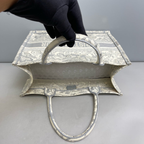 Dior Medium Book Tote Canvas Light Grey
