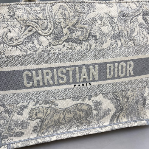 Dior Medium Book Tote Canvas Light Grey