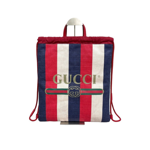 Gucci Coco Capitan Logo Drawstring Backpack Canvas Red Blue White