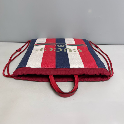 Gucci Coco Capitan Logo Drawstring Backpack Canvas Red Blue White