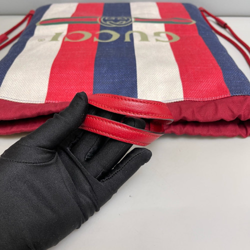 Gucci Coco Capitan Logo Drawstring Backpack Canvas Red Blue White