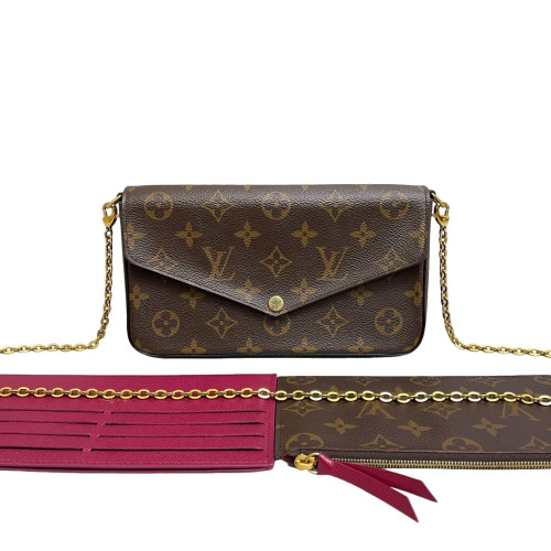 Louis Vuitton Pochette Felicie Chain Wallet Monogram Fuchsia