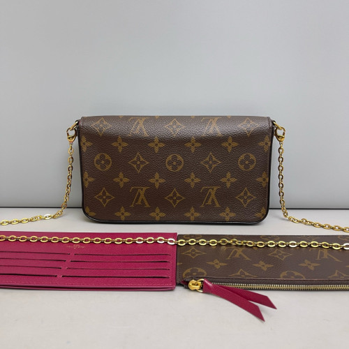 Louis Vuitton Pochette Felicie Chain Wallet Monogram Fuchsia