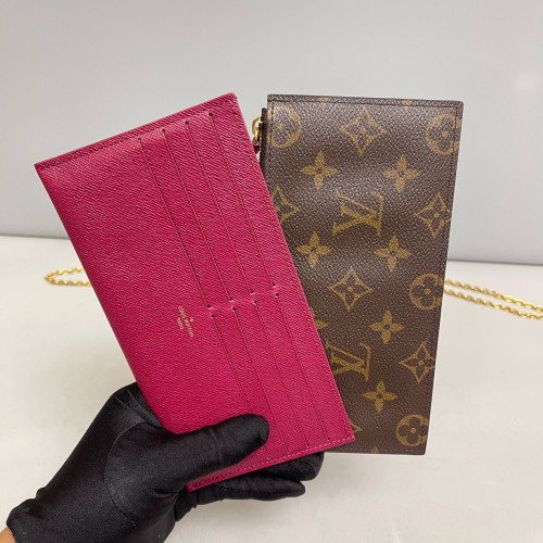 Louis Vuitton Pochette Felicie Chain Wallet Monogram Fuchsia