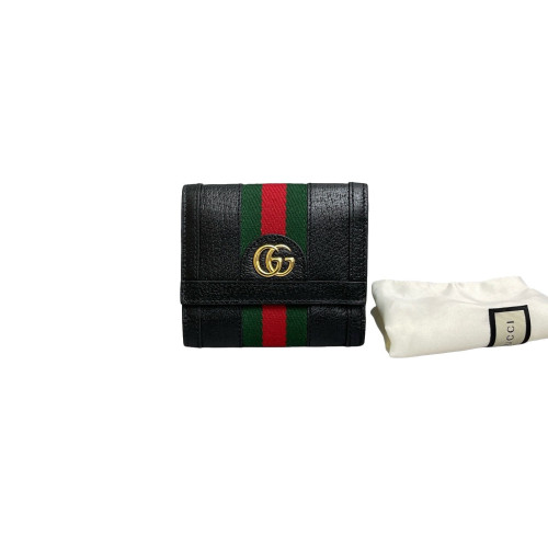 Gucci Web Compact French Flap Wallet Calfskin Black Green Red