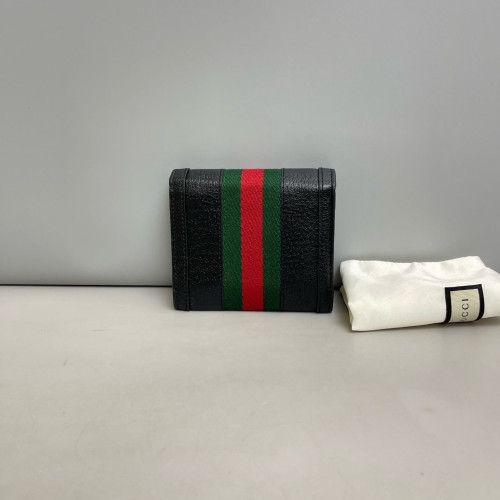 Gucci Web Compact French Flap Wallet Calfskin Black Green Red