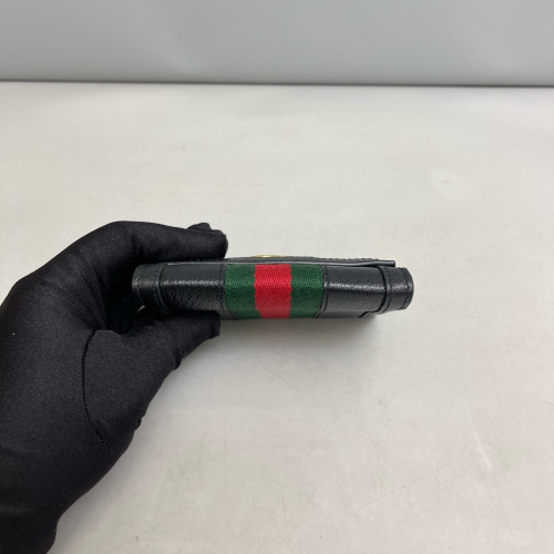 Gucci Web Compact French Flap Wallet Calfskin Black Green Red