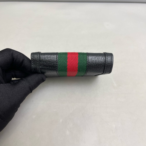 Gucci Web Compact French Flap Wallet Calfskin Black Green Red