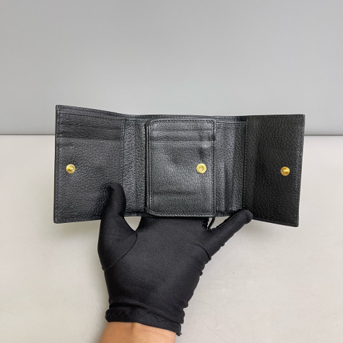 Gucci Web Compact French Flap Wallet Calfskin Black Green Red