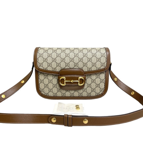 Gucci Medium Horsebit 1955 GG Supreme Monogram Beige