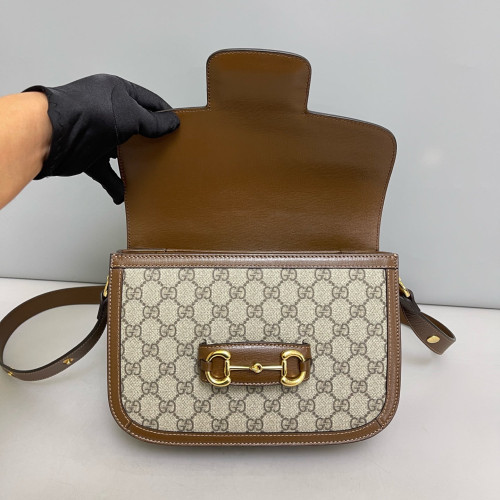 Gucci Medium Horsebit 1955 GG Supreme Monogram Beige