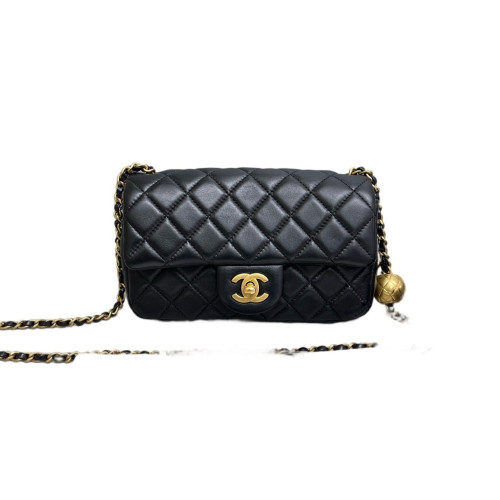 Chanel Quilted Mini Rectangular Pear Crush Flap Calfskin Black Chanel Quilted Mini Rectangular Pear Crush Flap Calfskin Black