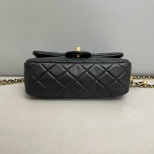 Chanel Quilted Mini Rectangular Pear Crush Flap Calfskin Black Chanel Quilted Mini Rectangular Pear Crush Flap Calfskin Black