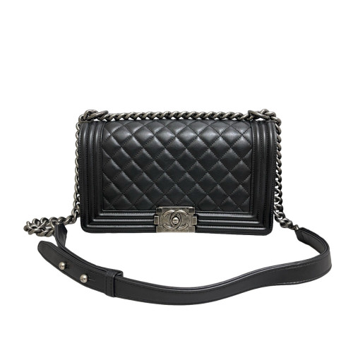 Chanel Quilted Medium Boy Flap Calfskin Black Chanel Quilted Medium Boy Flap Calfskin Black