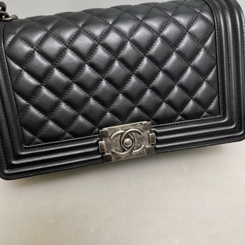 Chanel Quilted Medium Boy Flap Calfskin Black Chanel Quilted Medium Boy Flap Calfskin Black