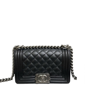 Chanel Quilted Mini Boy Flap Grained Calfskin Black