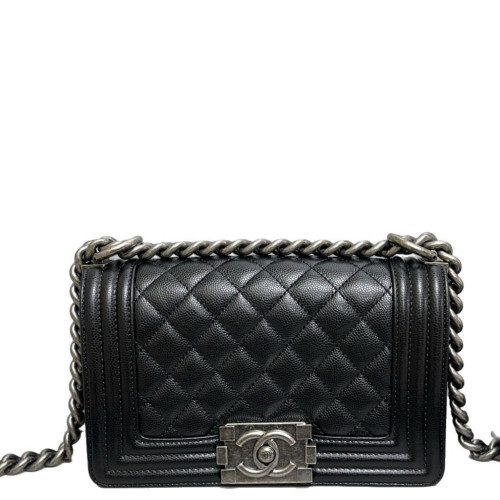 Chanel Quilted Mini Boy Flap Grained Calfskin Black