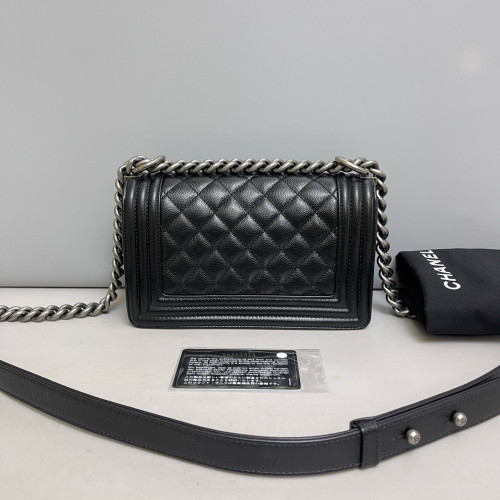 Chanel Quilted Mini Boy Flap Grained Calfskin Black