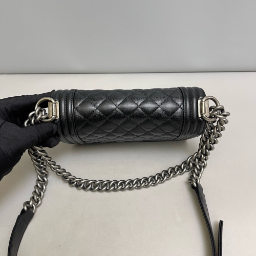 Chanel Quilted Mini Boy Flap Grained Calfskin Black