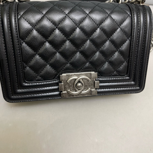 Chanel Quilted Mini Boy Flap Grained Calfskin Black