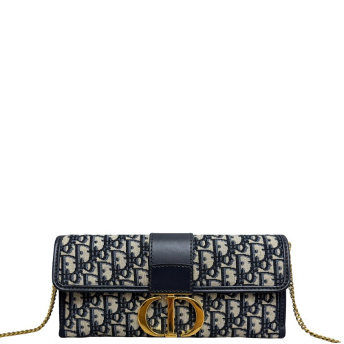 Dior 30 Montaigne Clutch Oblique Calfskin Blue Beige