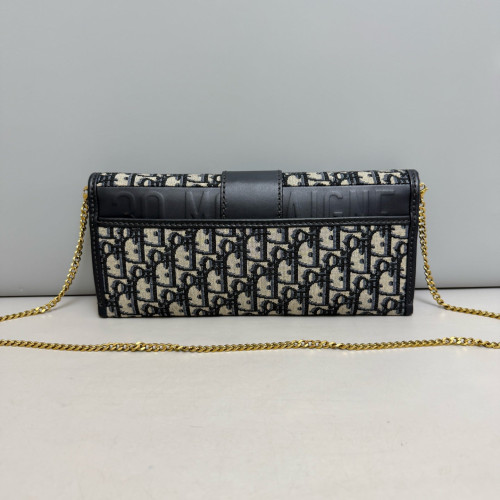 Dior 30 Montaigne Clutch Oblique Calfskin Blue Beige