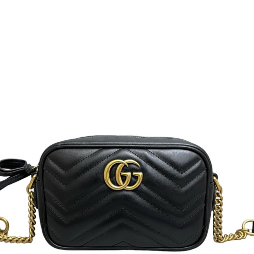 Gucci Mini GG Marmont Chain Shoulder Bag Calfskin Black Gucci Mini GG Marmont Chain Shoulder Bag Calfskin Black