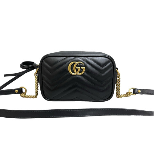 Gucci Mini GG Marmont Chain Shoulder Bag Calfskin Black Gucci Mini GG Marmont Chain Shoulder Bag Calfskin Black