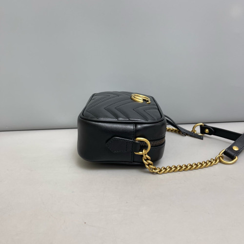 Gucci Mini GG Marmont Chain Shoulder Bag Calfskin Black Gucci Mini GG Marmont Chain Shoulder Bag Calfskin Black