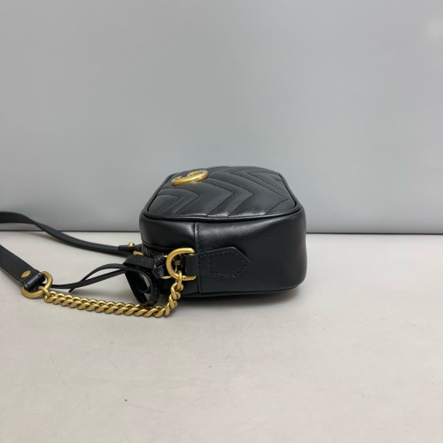 Gucci Mini GG Marmont Chain Shoulder Bag Calfskin Black Gucci Mini GG Marmont Chain Shoulder Bag Calfskin Black