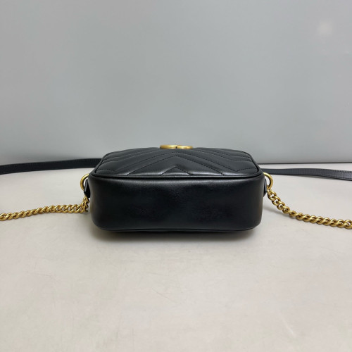 Gucci Mini GG Marmont Chain Shoulder Bag Calfskin Black Gucci Mini GG Marmont Chain Shoulder Bag Calfskin Black