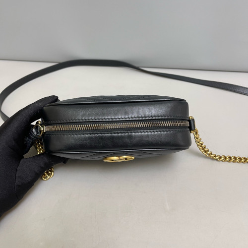 Gucci Mini GG Marmont Chain Shoulder Bag Calfskin Black Gucci Mini GG Marmont Chain Shoulder Bag Calfskin Black