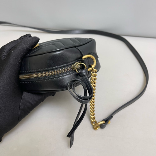 Gucci Mini GG Marmont Chain Shoulder Bag Calfskin Black Gucci Mini GG Marmont Chain Shoulder Bag Calfskin Black