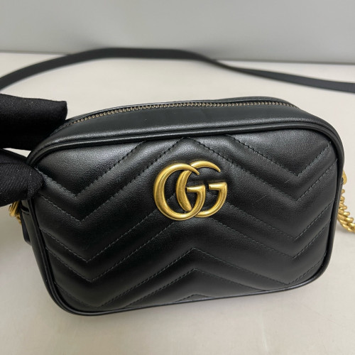 Gucci Mini GG Marmont Chain Shoulder Bag Calfskin Black Gucci Mini GG Marmont Chain Shoulder Bag Calfskin Black