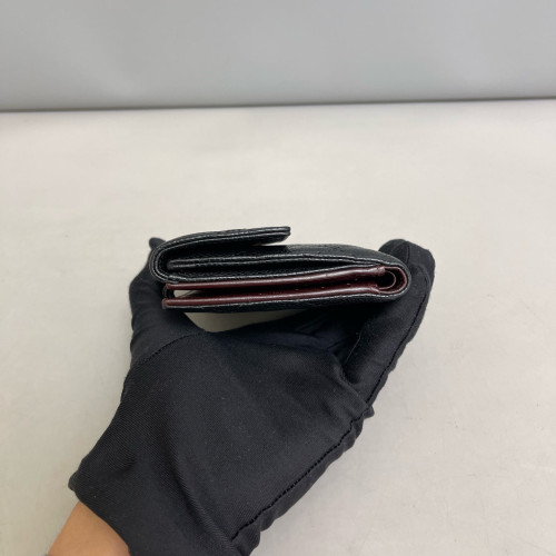 Chanel Quilted Compact French Flap Wallet Grained Calfskin Black