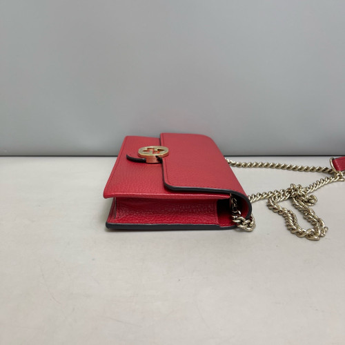 Gucci Interlocking G Chain Wallet Grained Calfskin Red