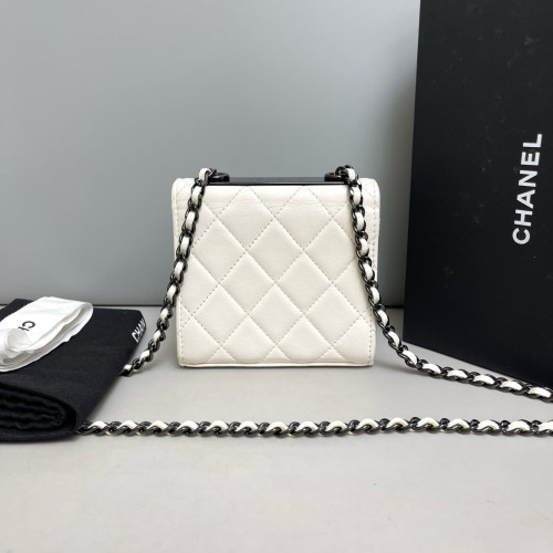 Chanel Quilted Mini Trendy CC Clutch With Chain Lambskin White