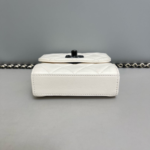 Chanel Quilted Mini Trendy CC Clutch With Chain Lambskin White