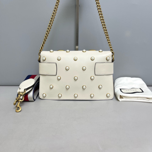 Gucci Queen Margaret Broadway Shoulder Bag Calfskin White