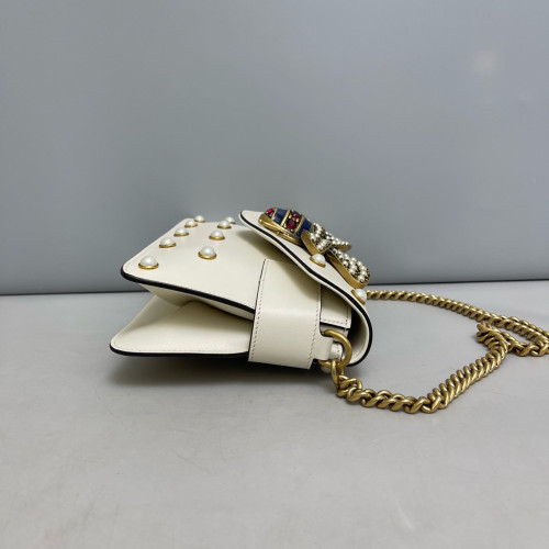 Gucci Queen Margaret Broadway Shoulder Bag Calfskin White
