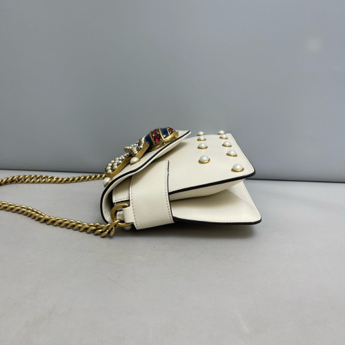 Gucci Queen Margaret Broadway Shoulder Bag Calfskin White