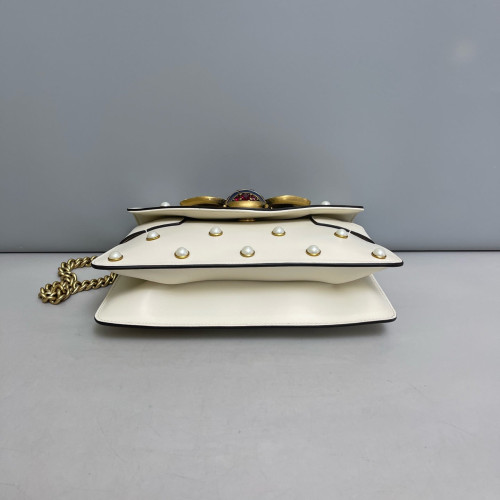 Gucci Queen Margaret Broadway Shoulder Bag Calfskin White