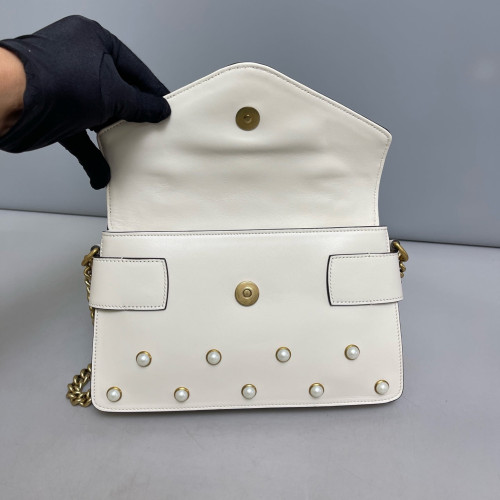 Gucci Queen Margaret Broadway Shoulder Bag Calfskin White