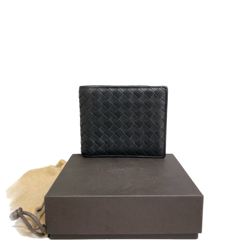 Bottega Veneta Compact Wallet Calfskin Intrecciato Black Bottega Veneta Compact Wallet Calfskin Intrecciato Black