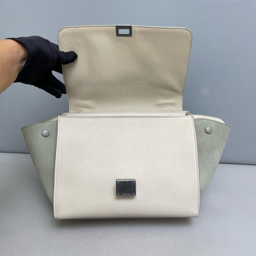 Celine Small Trapeze Calfskin Light Green Beige
