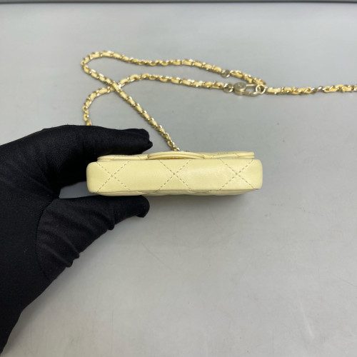 Chanel Quilted Coin Purse Calfskin Yellow