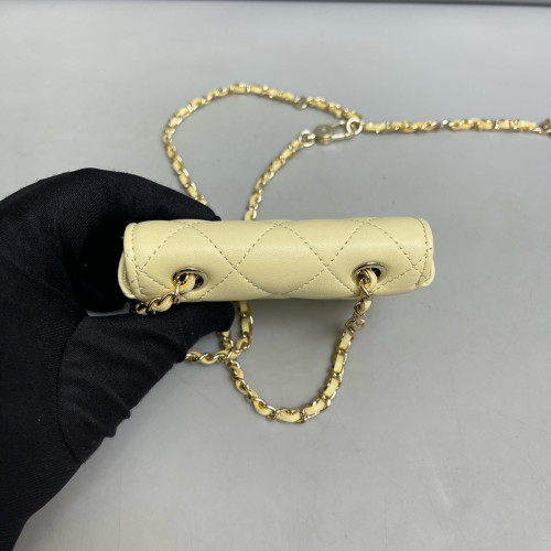 Chanel Quilted Coin Purse Calfskin Yellow