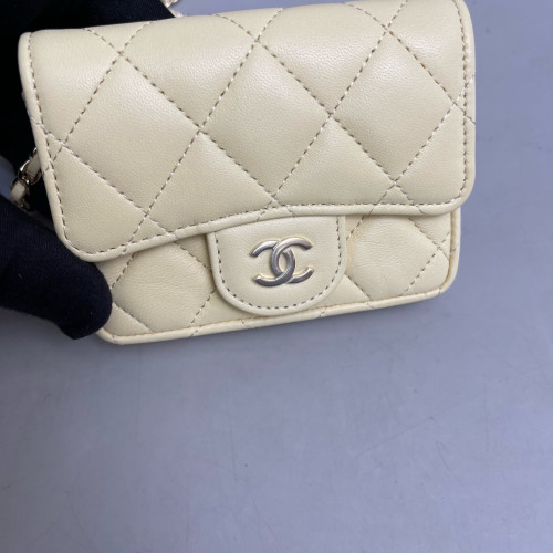 Chanel Quilted Coin Purse Calfskin Yellow
