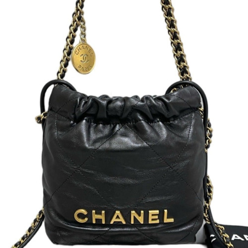 Chanel Quilted Mini 22 Bag Calfskin Black Chanel Quilted Mini 22 Bag Calfskin Black